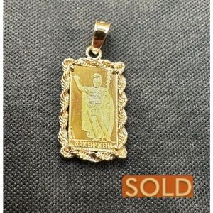❌SOLD❌ RARE Vintage King Kamehameha 1 g 24k Gold Bar Pendant,Honolulu Mint 14k